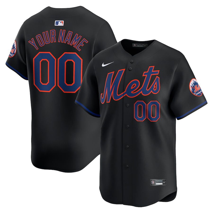 Men New York Mets Nike Black Alternate Limited Custom MLB Jersey